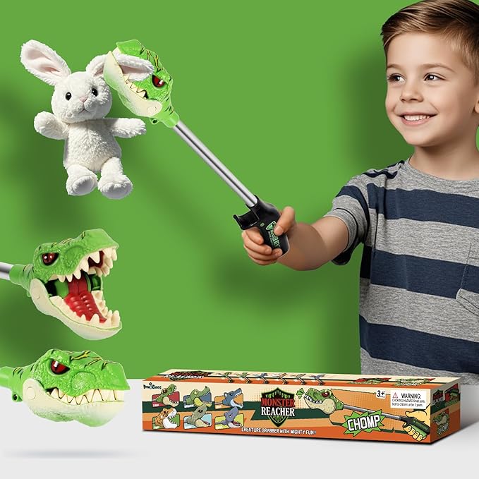 DINOBROS Dinosaur Pincher Toys for Age 3 and up Jurassic Dinosaurs T-Rex Grabber Toy Claw Robot Hand Snapper Dino Chomper Monster Reacher