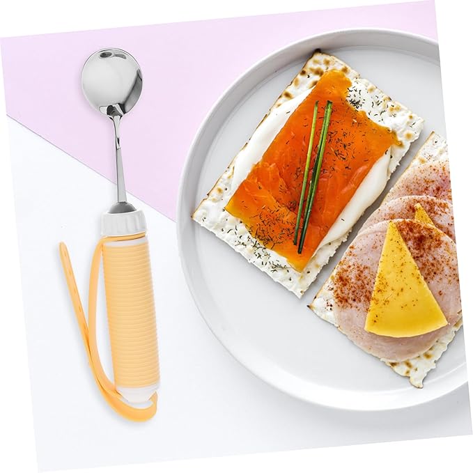 minkissy Adaptive -Shaking Spoon for Seniors Non- Stainless Steel Utensil with Swivel Design Ergonomic Eating Aid for Weak Hands Easy to Clean and Secure Grip
