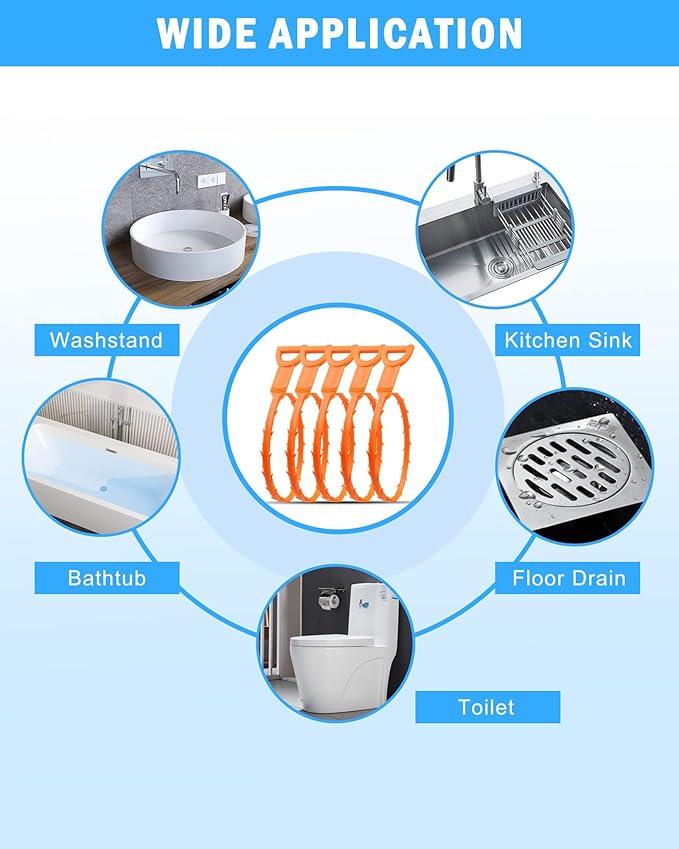 12 Pack Drain Clog Remover - Flexible Drain Snake for Effective Cleaning Hair and Debris in Sink or Bathtub, 19.6-Inch