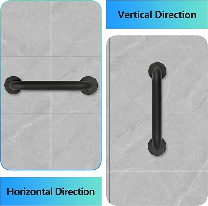 Shower Grab Bar, 2 Pack 32 Inch Black Bathroom Grab Bar, 1.25" Diameter Stainless Steel Grab Bars for Bathtubs and Showers, Handicap Shower Grab Bar for Seniors Elderly