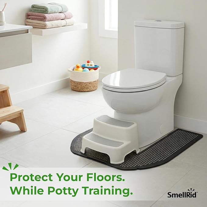 SMELLRID Disposable Toilet Mat for Urine Absorption – Odor-Control Floor Protector Absorbs 18+ oz – Non-Slip Bathroom Splash Pad 6-Pack (22 x 22 in)