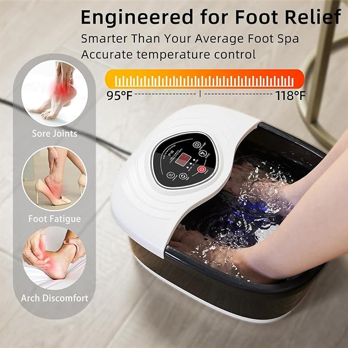 closewave Foot Spa Bath Massager with Heat, UV Ozone & Oxygen Bubbles,Shiatsu Rollers Epsom Salt Temperature Control, Relieves Stress and Feet Pain - Home Pedicure Soaking Tub Gift for Women/Men