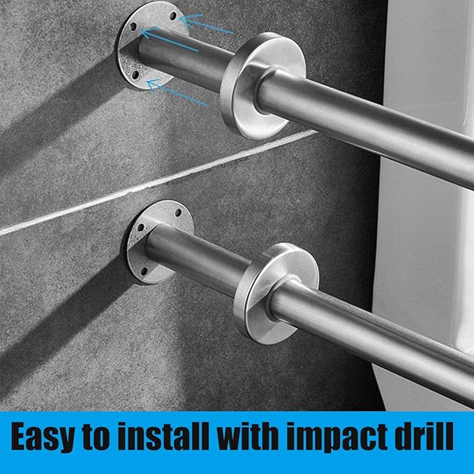FlySkip Toilet Grab Bar,24 Inch Stainless Steel Handicap Rail for Bathroom Shower Safety,Non-Slip Hand Grips for Disabled, Elderly, Handicapped, and Pregnant Women,Floor to Wall-Mounted Support Bar