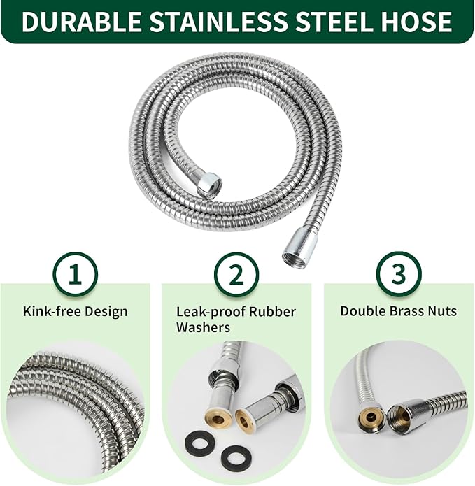 Shower Head, 6 Spray Modes Handheld Showerhead, High Pressure Hand Shower with 59 Inch Stainless Steel Hose and Adjustable Shower Head Holder, Chrome