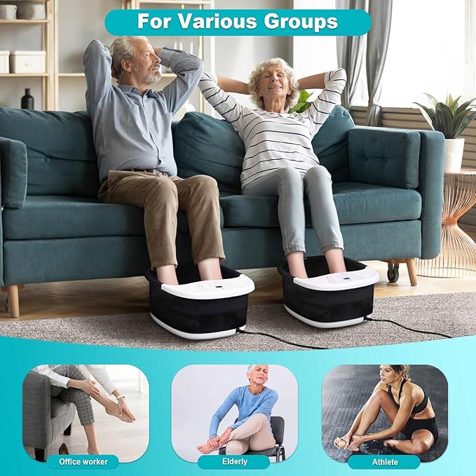ECARBME Foot Spa Bath Massager with Heat, Foot Bath with 22 Massage Rollers, Temperature Control, Jets, Bubbles, Epsom Salt and Vibration, Pedicure Foot Spa for Relaxation - Black