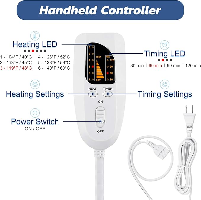 40x20 Inch Electric Heating pad for Back Neck Shoulder Knee Arms Legs- Electric Heat Pads with 6 Heat Settings & Auto Shut Off &Dry/Moist Heat Heating Pad for Birthday Mother Father Girl Men Women