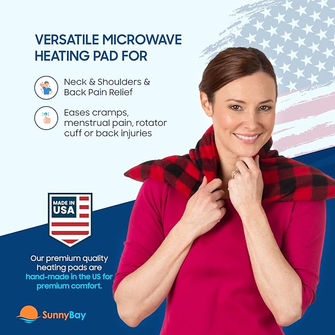 SunnyBay Extra Large Microwave Heating Pad, Microwavable Heavy Weighted Full Body Moist Hot Pack and Washable Fleece Cover, 10x24 Inches, 2.8 lbs, Buffalo