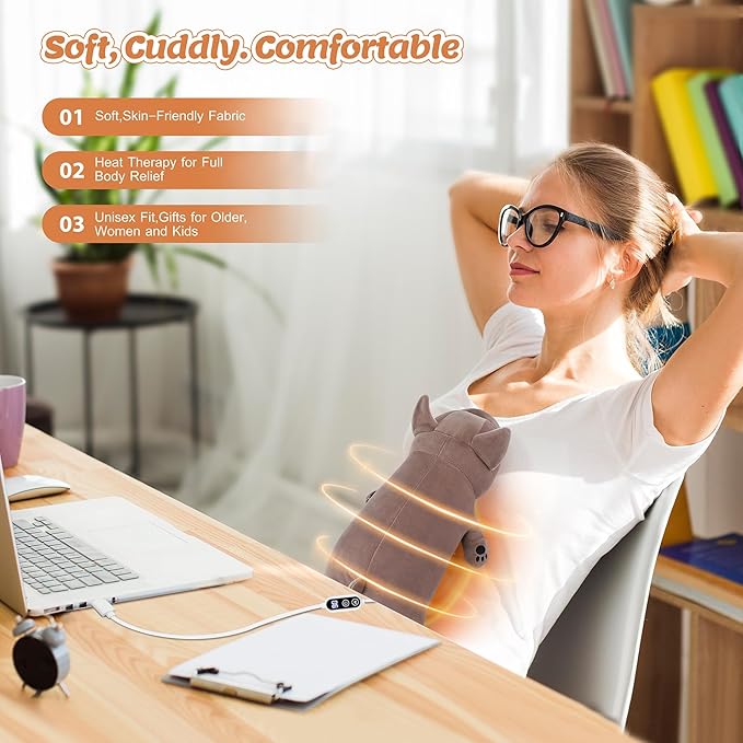 Electric Heating Pad for Period Cramps, Cuddly 14''French Bulldog Plush with a Hot Soft Belly USB Powered, Menstrual Heating Pad Neck Shoulder Pain Relief, Gift for Daughter Wife Period Heating Pad