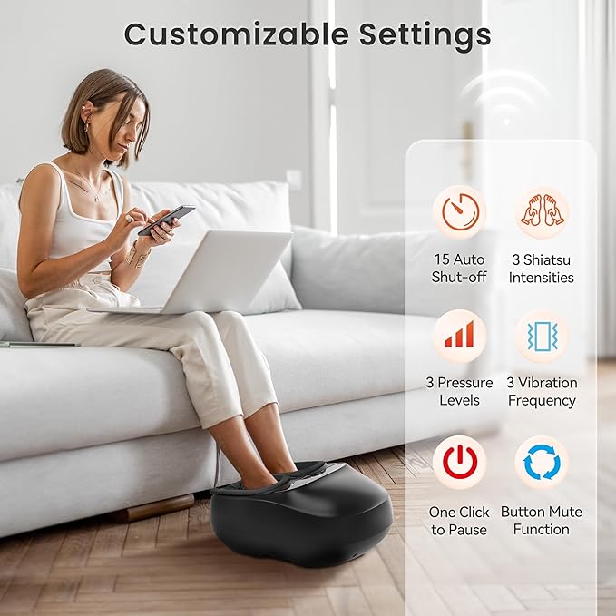 COMFIER Foot Massager with Heat,FSA Eligible HSA Store,Kneading,Vibration,Compression,Pause Function,Shiatsu feet Massager for Plantar Fasciitis Neuropathy, Women,Men,Size 13