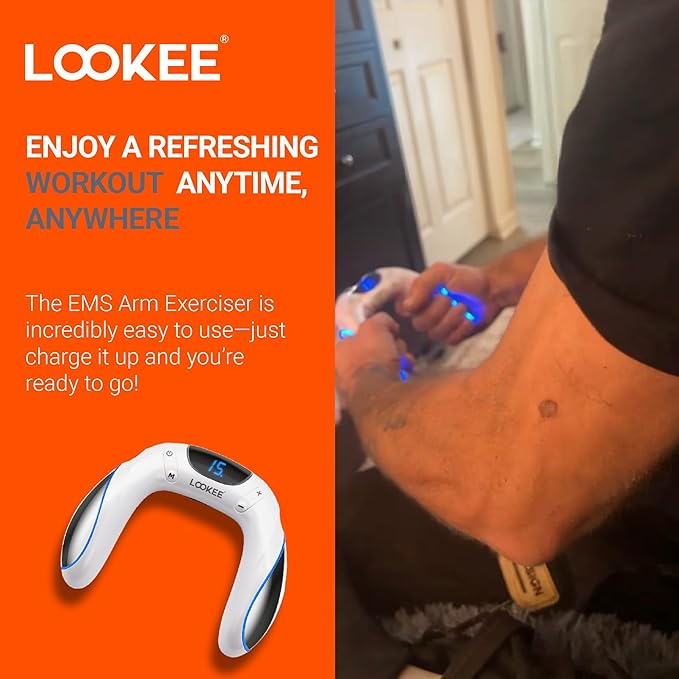 LOOKEE VibHeal Arm Exerciser | Flabby Arms Workout, Hand & Wrist Massager | Portable Arm Toning & Recovery Device with 15 Intensity Levels, Travel-Friendly Fitness for Men & Women
