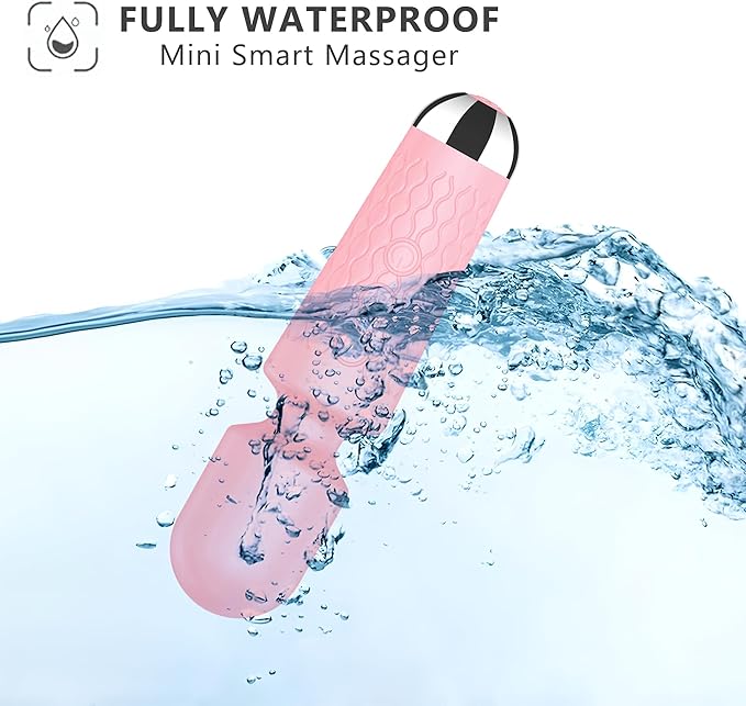 Personal Back Massager - Handheld Waterproof & Rechargeable Massager - 20 Speeds 8 Patterns Vibration Massage - Perfect for Travel Relaxation, Relieves Back, Legs Muscles (Pink)