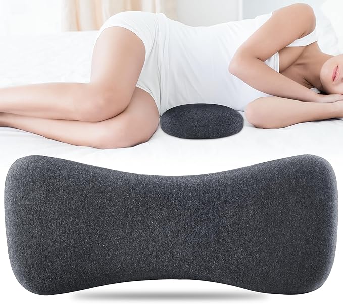 Hapiclody Lumbar Support Pillow for Sleeping Memory Foam Lumbar Pillow for Lower Back Pain Relief Back Support Pillow for Side,Back and Stomach Sleepers-Bed Wedge Bolster Pillow Bed Rest Pillow(Gray)