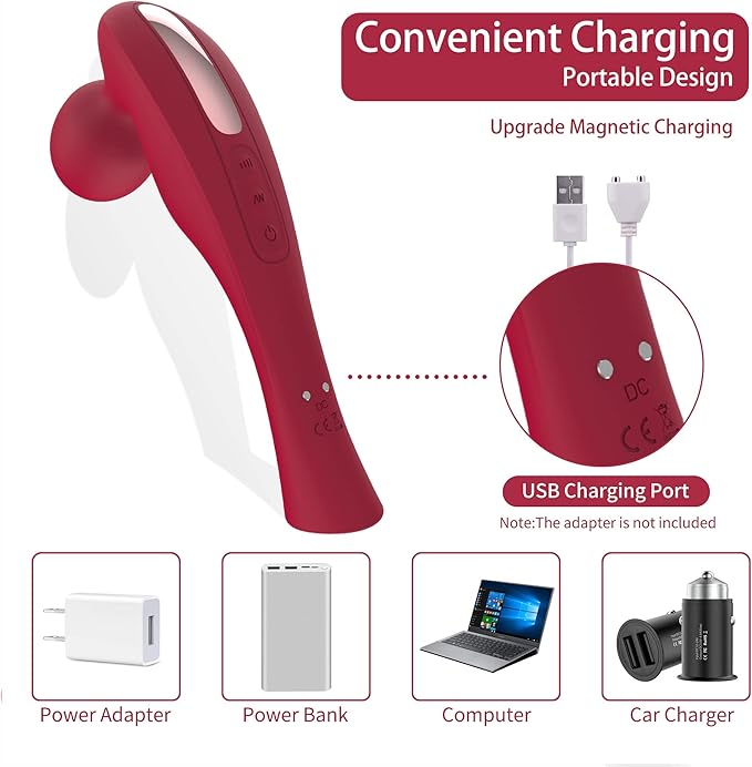 Cordless Handheld Electric Shoulder and Neck Massager Portable Full Body Deep Tissue Massage Tool- Back Massager for Muscle Pain Relief and Tissue Restoration-USB Magnetic Charging. (Red)