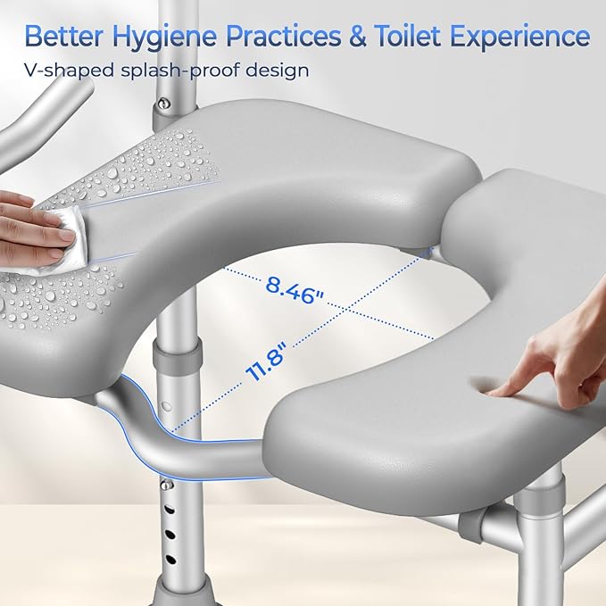 KingPavonini Toilet Seat Risers for Seniors, Raised Toilet Seat with Handles with Adjustable Height & Width, Soft Padded Seat, Elevated Toilet Seat Riser, Load 500lb, Fit Any Toilet