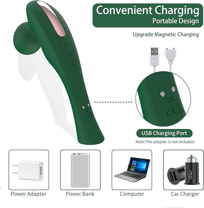 Handheld Cordless Electric Shoulders & Neck Back Massage Tools-20 Vibration Modes and 8 Speeds-Full Body Muscle Tissue Massager-Waterproof & Portable for Muscle Pain Relief & Fatigue.(Green)