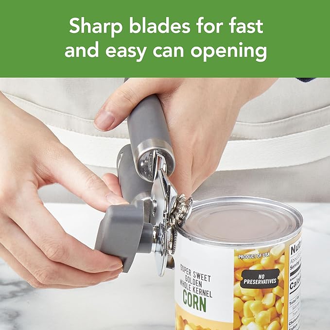 Tovolo Can and Jar Opener Set Manual Handheld Kitchen Tool with Comfort Grip Handles, Easy to Use Stainless Steel Jar and Smooth Edge Can Opener with Built In Bottle Cap Lifter, Charcoal Gray