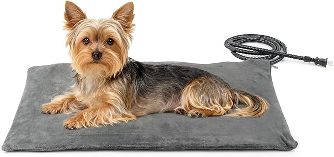 NICREW Pet Heating Pad for Dogs and Cats, Heated Dog Bed with Steel-Wrapped Cord and Soft Fleece Cover, 27.5 x 15.7 Inch, 50 Watts