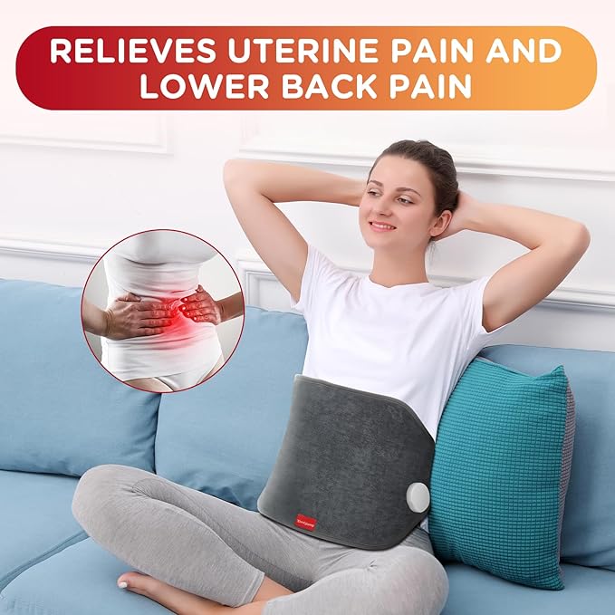 Heating Pad for Back, Comfytemp Mothers Day Gifts for Women Men Dad Mom, Large Electric Lower Back Heating Pad, FSA Eligible HSA Heat Pads for Period Lumbar Abdomen, XL Heated Belt — 11 Auto-Off, Grey