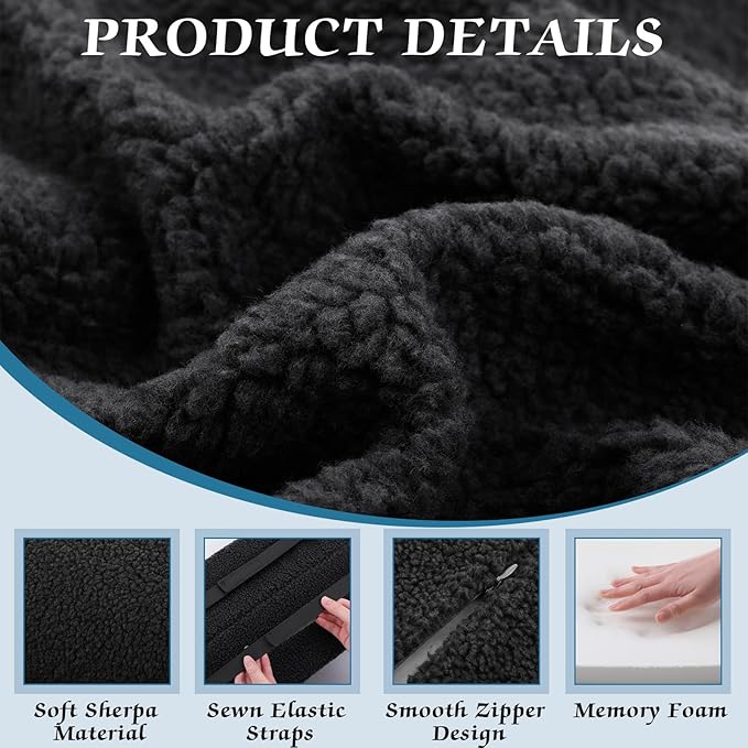 Queekay Recliner Leg Rest Cushion Large Half Moon Bolster Pillow 22.8 x 9.84 x 4 Inch Lumbar Support Pillow Bed Sleeping Semi Roll for Legs, Knees, Lower Back, Ankle and Foot Washable Cover(Black)