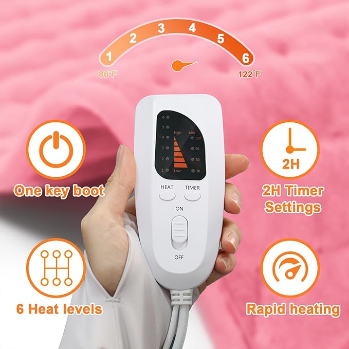 Deepsoon Heating Pad,Electric Heating Pads for Back,Neck,Moist Heating Pad for Abdomen Shoulder Knee Legs,Dry/Moist Heat&Auto Shut Off,Mother's Day Birthday for Men and Women,BabyPink,40x20 Inch