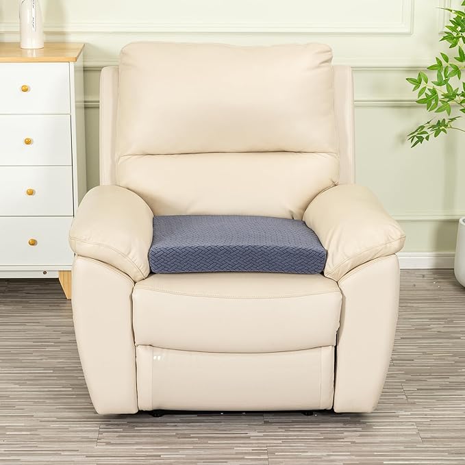 Recliner Cushions for Long Sitting Foam Seat Cushion Soft Tufted Layer for Elderly Seniors, Recliner Chair, Floor Pillow, Office Chair, Car, No Pressure on Thighs, 20X20X3 Inch - Blue-Gray