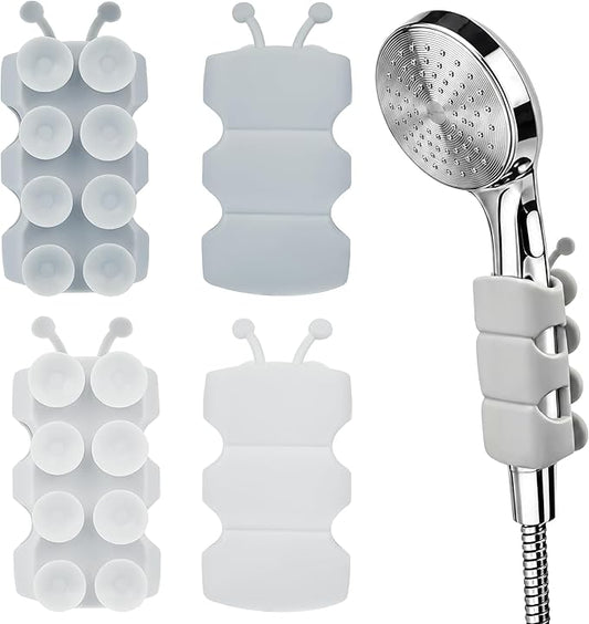 Riakrum 4 Pieces Silicone Shower Head Holder Universal Relocatable Silicone Shower Bracket Non Drilling Movable Fixed Seat Handheld Accessories