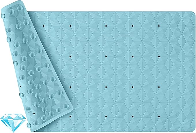 WRISIN Non Slip Bathtub Mat for Bath Tub Shower - Natural Rubber Mat with 241 Suction Cups - Soft Bathroom Safety Mat - Unique Diamond Pattern - Fatigue Relief - Machine Washable - 16 × 28 Inch