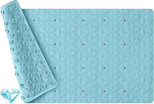 WRISIN Non Slip Bathtub Mat for Bath Tub Shower - Natural Rubber Mat with 241 Suction Cups - Soft Bathroom Safety Mat - Unique Diamond Pattern - Fatigue Relief - Machine Washable - 16 × 28 Inch