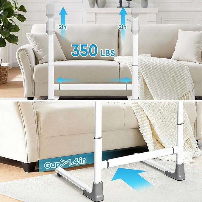 Couch Stand Assist Aid for Elderly, Height&Width Adjustable Sofa Lift Assist Devices for Seniors Sit to Stand, Non-Slip Toilet Safety Rails, Standing Support Aids with Steel Tubes,350 lbs