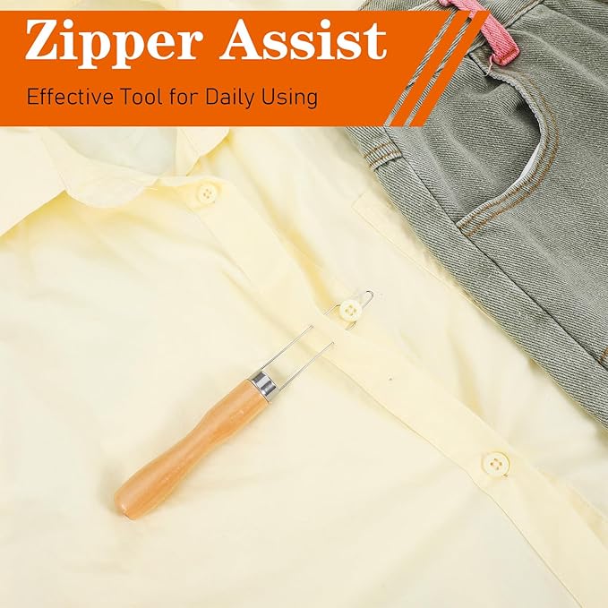 3 Pack Button Hook for Seniors, Button Assist Device with Comfort & Wide Easy-Grip Wooden Handle for Shirts, Coats, Dresses, Elderly Assistance Products for Arthritis & Limited Dexterity