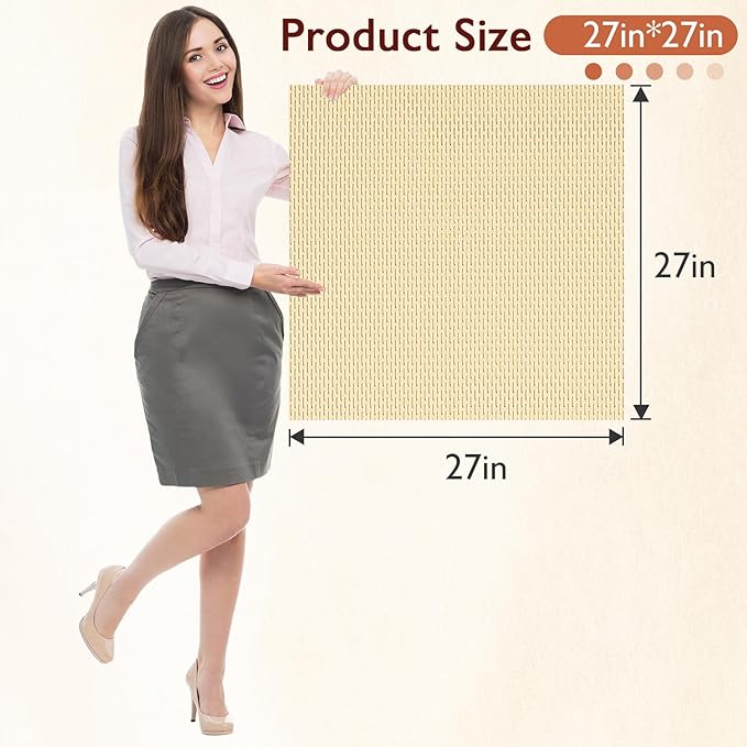 Extra Large Non-Slip Shower Mat, Fast-Dry PVC Bath Stall & Tub Mat, Drain-Hole Design,for Shower Stall Tub for Elderly/Kids，Non Slip Bathroom Safety Accessory，Beige 27"x27"