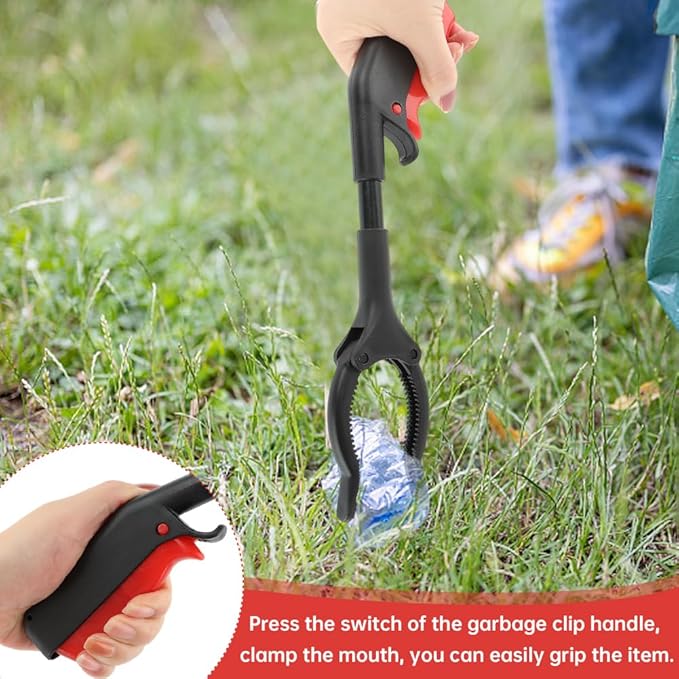 Grabber Tool, 4pcs 30cm/12inch Grabber Reacher Tool Claw Rubbish Tong, Lightweight Trash Pick up Stick,Portable Grabber Tool for Adults Litter Pickers Sanitation Workers(Black+red)