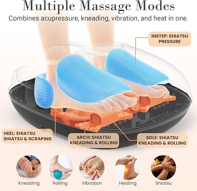 Foot Massager for Plantar Fasciitis, Mothers Day Gifts for Mom, FSA Eligible HSA Store Feet Massager with Heat, Vibration and Compression, Deep Kneading for Tired Feet and Neuropathy (with Remote)