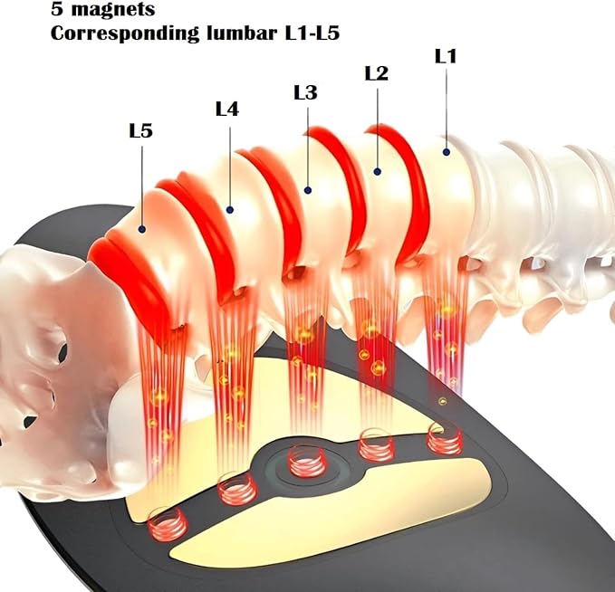 Upgraded Lumbar Massager - 26° Oscillating Traction for Lower Back Pain Relief, Heating & Vibrating Functions Included, Adjustable Back Stretcher for Home & Office Use