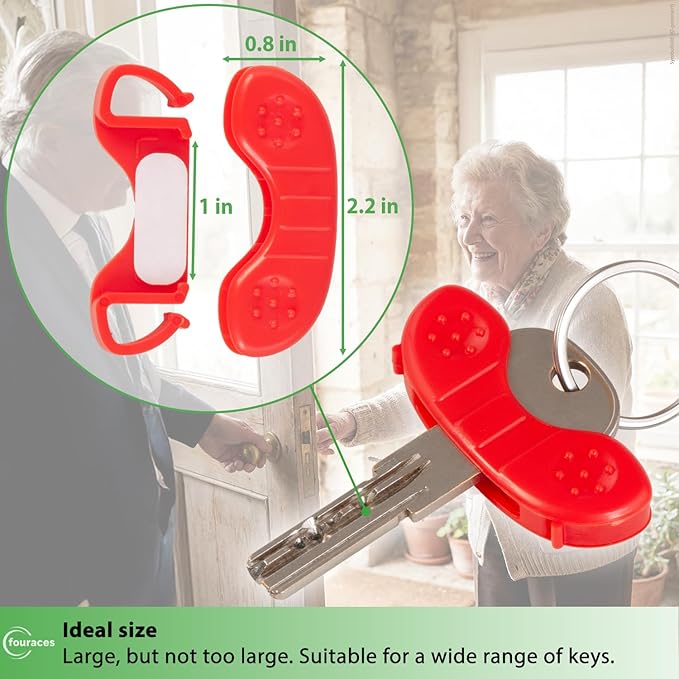 Key Turner Aid with Ergonomic Handle – 4 Pack, Large Easy-Grip Surface, Added Leverage to Turn the Key with Low Hand Strength, Arthritis Daily-Living Support, Disability Assistive Device