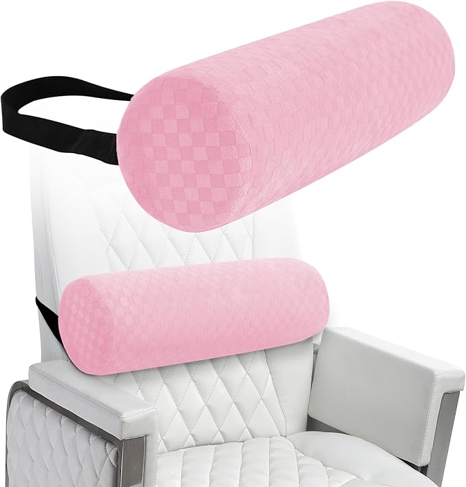 Lumbar Roll Pillow for Lower Back, Lumbar Support Foam Roll Cushion with Pillowcase and Upgraded Strap for Office, Chair, Car, Seat Pain Relief & Improving Posture (Light Pink, Long-15 * 4.3'')