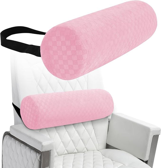 Lumbar Roll Pillow for Lower Back, Lumbar Support Foam Roll Cushion with Pillowcase and Upgraded Strap for Office, Chair, Car, Seat Pain Relief & Improving Posture (Light Pink, Long-15 * 4.3'')