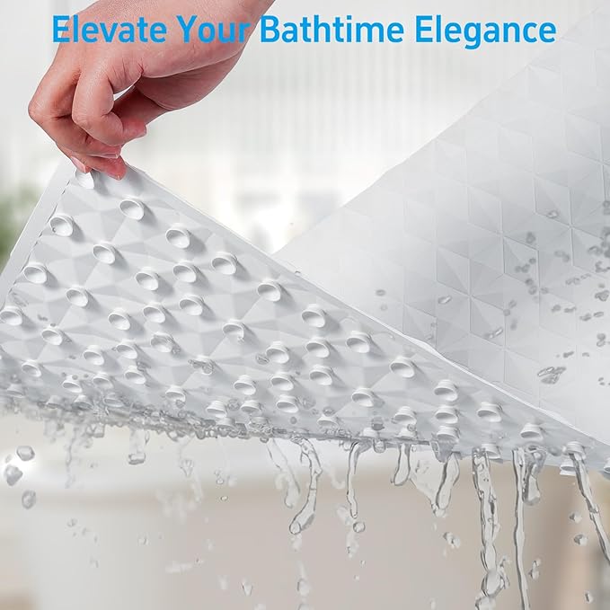 WRISIN Non Slip Bathtub Mat for Bath Tub Shower - Natural Rubber Mat with 241 Suction Cups - Soft Bathroom Safety Mat - Unique Diamond Pattern - Fatigue Relief - Machine Washable - 16 × 28 Inch
