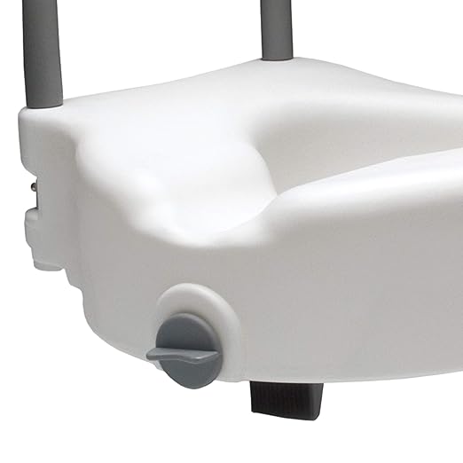 Lumex Raised Toilet Seat with Removable Armrests, 4.5" Riser, Locking Clamp, Fits Most Toilets