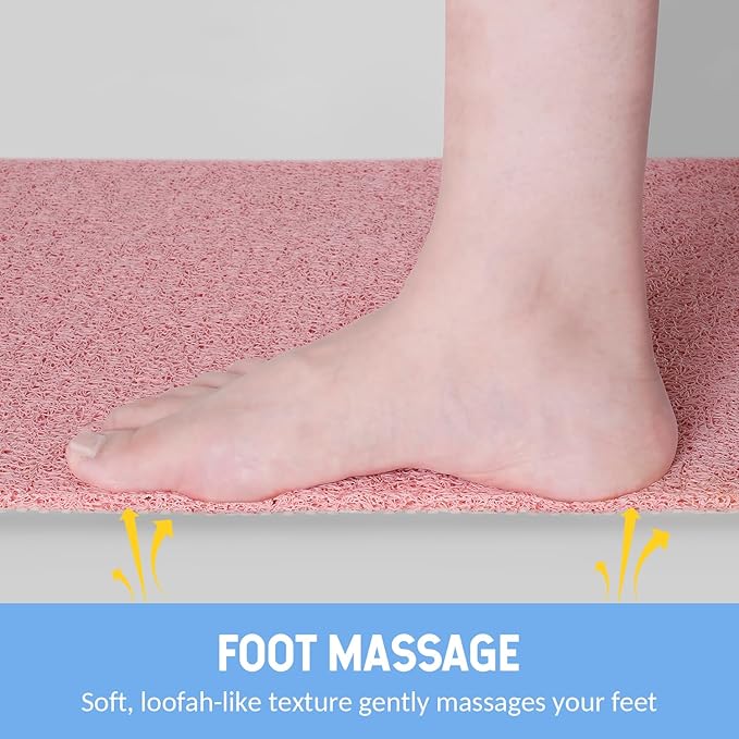 Hargiis Non-Slip Bathtub Mat, Anti Slip Shower Mat, Fast Drying Bathtub Mats, Foot Scrubber Mat, Anti Slip Mat for Tub, Floor, Bathroom, Kitchen, Home, Hotel (Pink 24"×16")