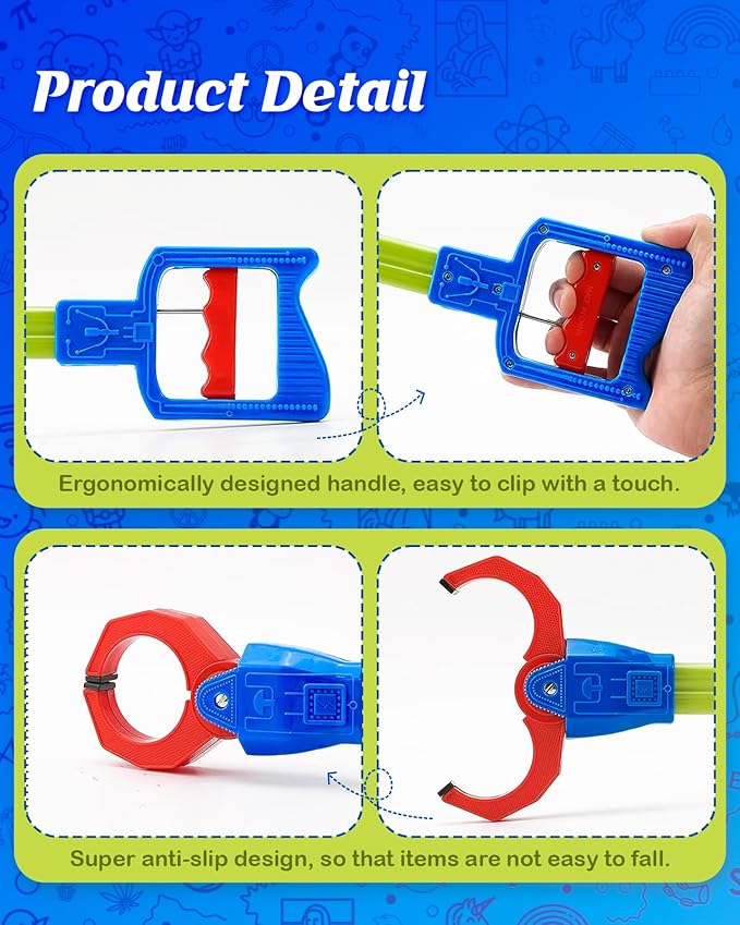 Claw Grabber Toy for Kids, Blue Robot Arm Hand Claw Pickup Tool, 15.7 Inch Flexible Grabber Claw, Interactive Mechanical Hand Toy