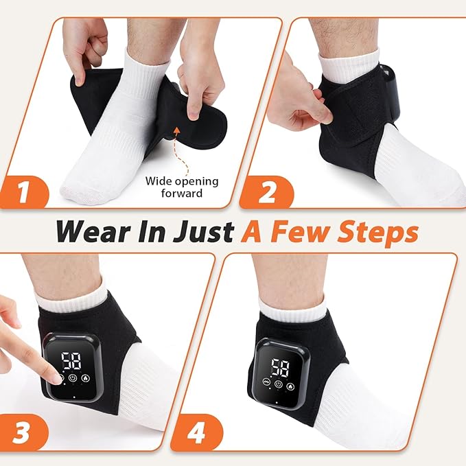 2PCS Cordless Ankle Heating Pad with Massage,Rechargeable Ankle Massager for Circulation and Pain Relief, Heating Pad for Ankle,Portable Foot Massager