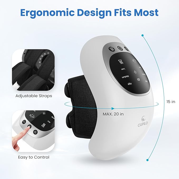 CuPiLo FSA Eligible Knee Massager with Heat and Red Light for Pain Relief, HSA Eligible Cordless Knee Massager with Vibration for Comfort & Relaxation, Gift for Mom, Dad, Grandma & Grandpa, Seniors