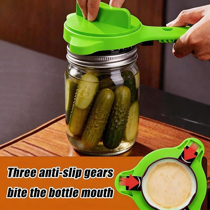 Multi Functional Jar Opener & Bottle Opener with Bonus Non-Slip Grip Cover, Effortless Lid Remover for Seniors, Weak Hands & Women, Kitchen Gadget