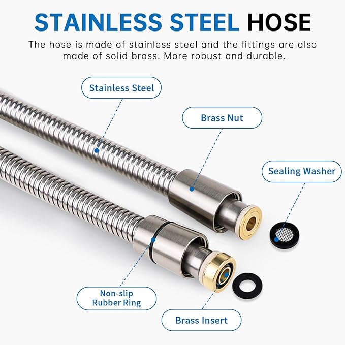 G-Promise Handheld Shower Head High Pressure 6 Spray Settings, Detachable Hand Held Showerhead 4.9 Inch Face with Extra Long Flexible Hose and Metal Adjustable Bracket