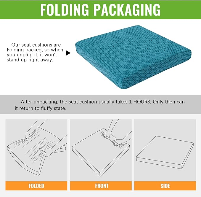Recliner Cushions for Long Sitting Foam Seat Cushion Soft Tufted Layer for Elderly Seniors, Recliner Chair, Floor Pillow, Office Chair, Car, No Pressure on Thighs, 20X20X3 Inch - Knitted Blue