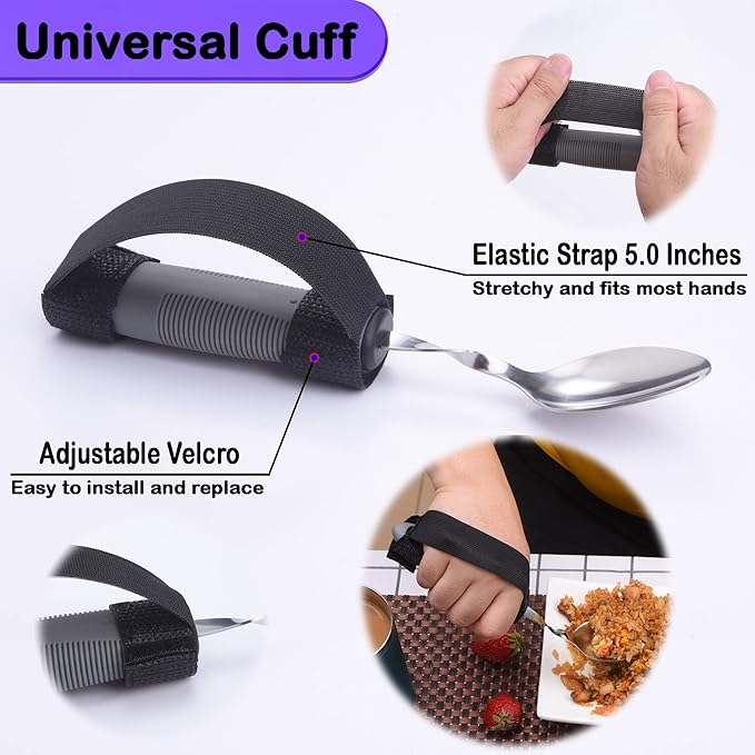 Weighted Parkinsons Utensils for Hand Tremors, Weighted Silverware for Parkinsons Patients Arthritic Hands, Built Up Utensils for Adults, Adaptive Eating Utensils for Disabled People Elderly