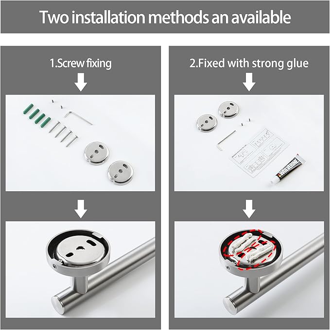 SKOWLL Bathroom Shower Head Slide Bar Wall Mount 26 Inch Shower Slide Bar No Drill, Brushed Nickel Sliding Shower Bar with Adjustable Handheld Shower Head Holder