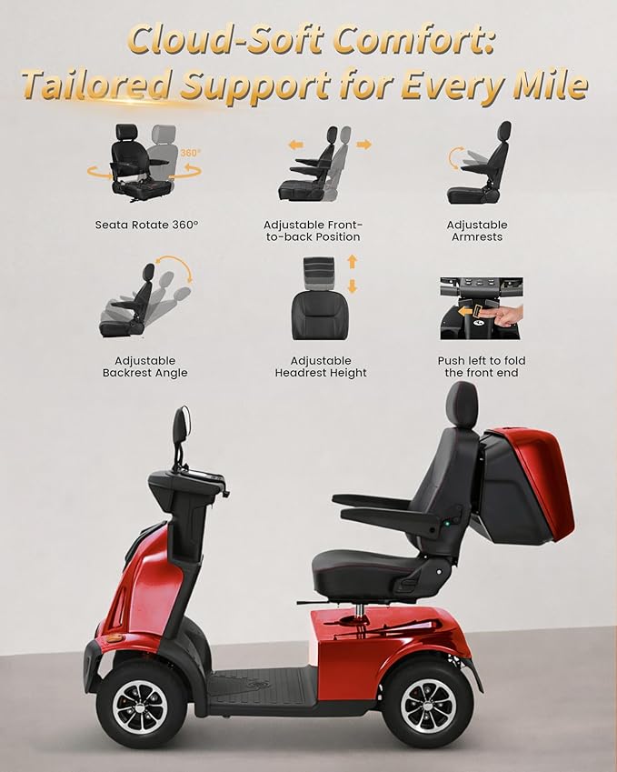 Ecomobi All-Terrain Heavy Duty Mobility Scooter for Seniors & Adults, 1000W Powerful Motor, 550 lbs Weight Capacity, 32 Mile Extended Range, 9 MPH, 13” Pneumatic Tires, Full Suspension, FDA Cleared