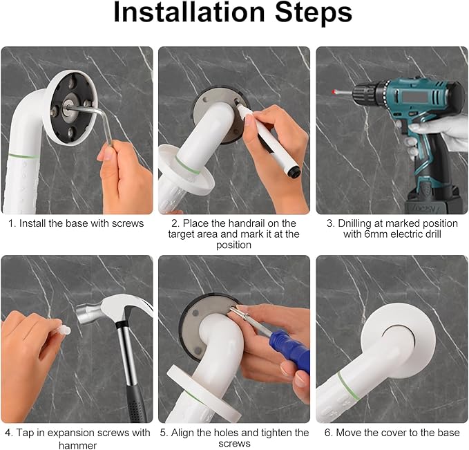 supregear Grab Bars for Bathtubs and Showers - Anti Slip Heavy Duty Shower Safety Handle - White Stainless Steel Support Rail for Bathtub Toilet Kitchen Stairway Elderly Children & Disability, 13.8 in